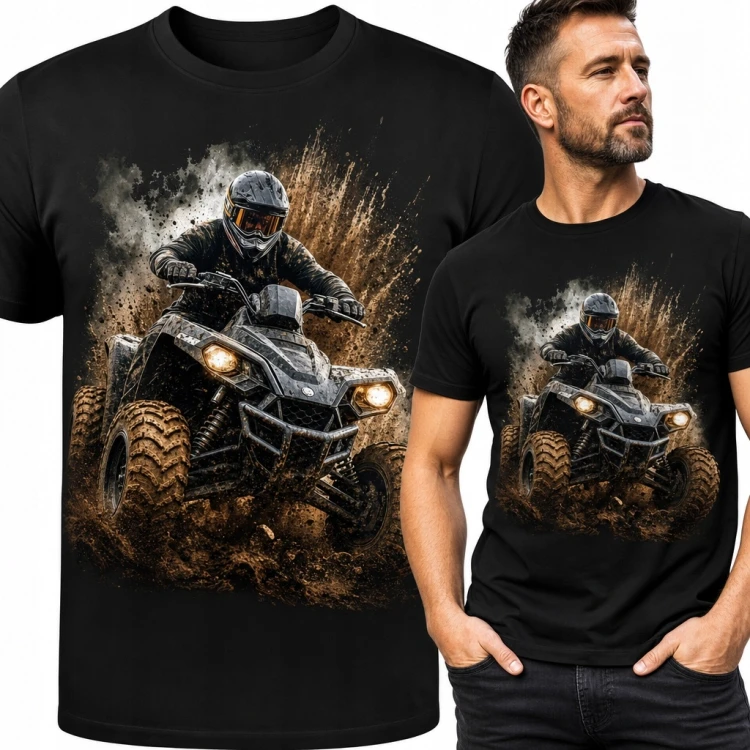 Koszulka męska z quadem w błocie - off-roadowa adrenalina