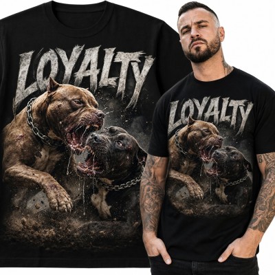Koszulka męska „Loyalty” - dwa pitbulle w łańcuchach
