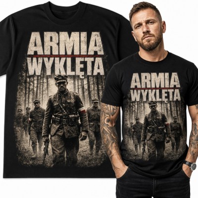 Koszulka męska „Armia Wyklęta” - oddział partyzantów w lesie dla patrioty