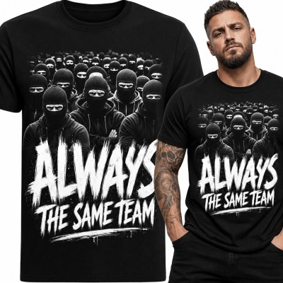 Koszulka męska kibica z ekipą w kominiarkach „Always the same team”