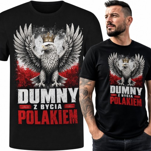 Koszulka męska z orłem w koronie „Dumny z bycia Polakiem” - patriotyczna