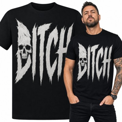Koszulka męska „Ditch” - metalowy napis z czaszką w literze D