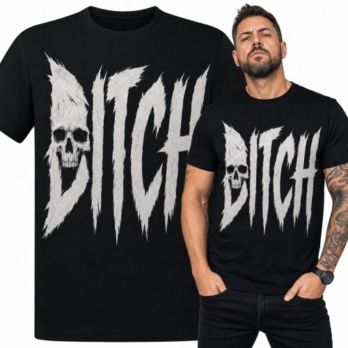 Koszulka męska „Ditch” - metalowy napis z czaszką w literze D