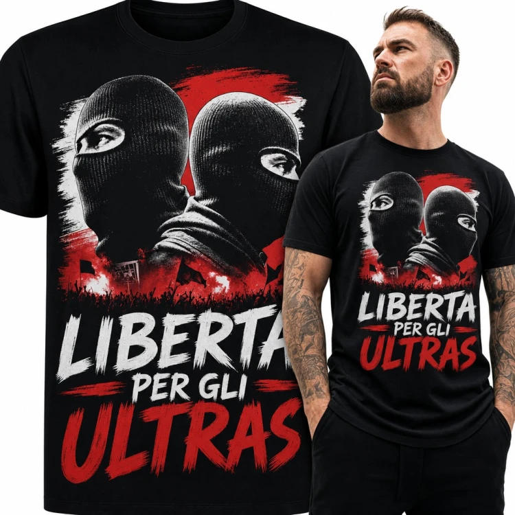 Koszulka męska „Liberta per gli ultras” - zamaskowani kibice na stadionie