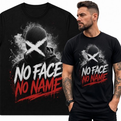 Koszulka męska „No Face No Name” - postać w kominiarce z białym X