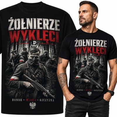 Koszulka męska „Żołnierze Wyklęci” - partyzanci w lesie i Polska Walcząca