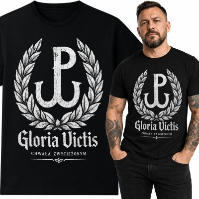 Koszulka męska „Gloria Victis” - znak Polski Walczącej w wieńcu laurowym