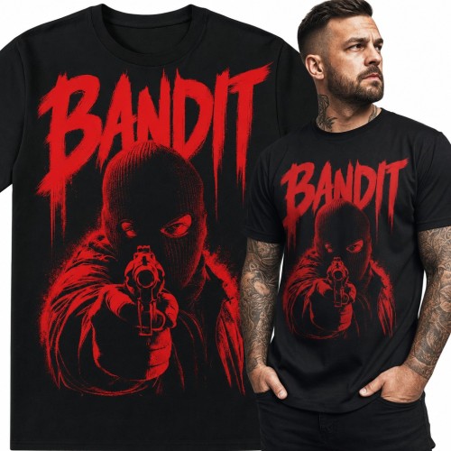 Koszulka męska „Bandit” - bandyta w kominiarce z rewolwerem