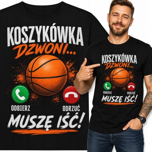 Koszulka męska z motywem koszykówki „Koszykówka dzwoni... muszę iść!”