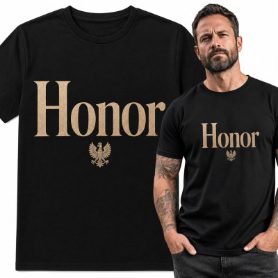 Koszulka męska „Honor” z orłem w koronie - patriotyczny napis