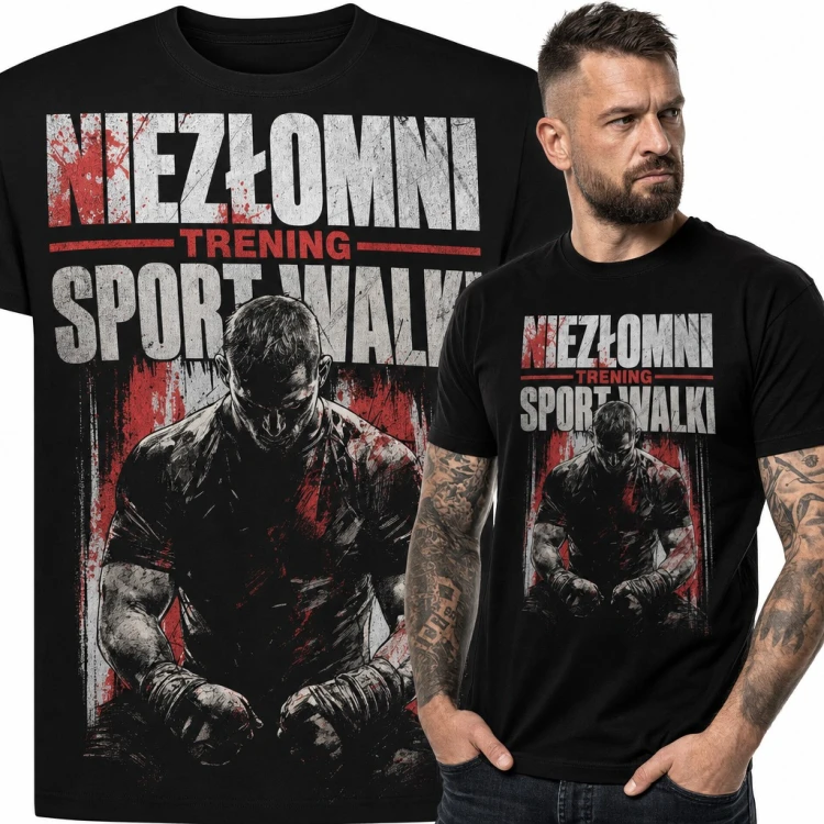 Koszulka męska „Niezłomni trening sport walki” - zawodnik MMA z bandażami na dłoniach