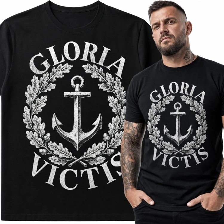 Koszulka męska „Gloria Victis” - kotwica w wieńcu dębowym