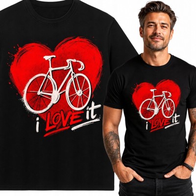 Koszulka męska z rowerem i sercem „I love it” - dla rowerzysty