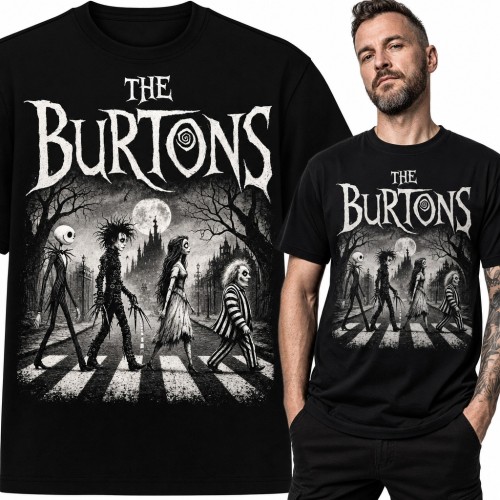 Koszulka męska „The Burtons” - gotyckie postacie na przejściu dla pieszych