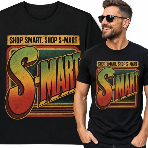 Koszulka męska retro logo z cytatem „Shop smart. Shop S-Mart” dla fana horroru