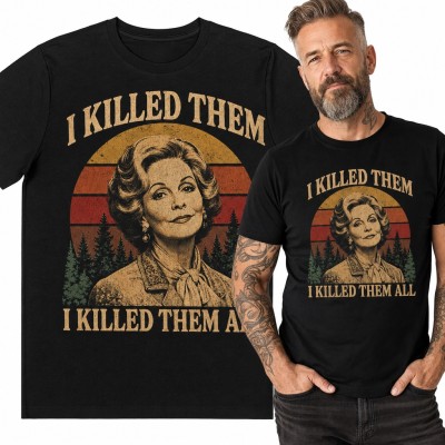 Koszulka męska „I killed them all” - elegancka dama w stylu retro