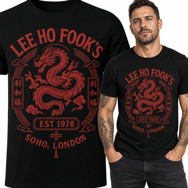 Koszulka męska „Lee Ho Fook's” - czerwony chiński smok z Soho