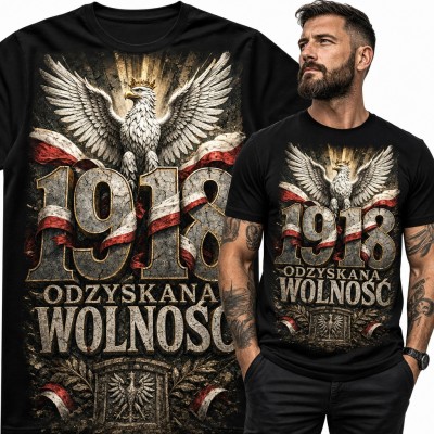 Koszulka męska „1918 Odzyskana wolność” z orłem w koronie - dla patrioty