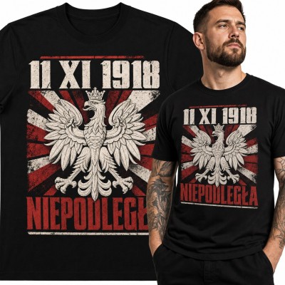 Koszulka męska z orłem w koronie „11 XI 1918 Niepodległa”