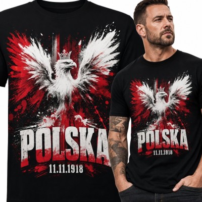 Koszulka męska „Polska 11.11.1918” - orzeł w koronie na Święto Niepodległości
