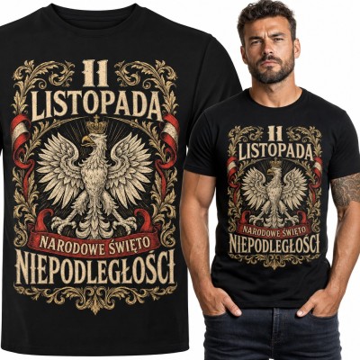 Koszulka męska „11 listopada Narodowe Święto Niepodległości” z orłem w koronie