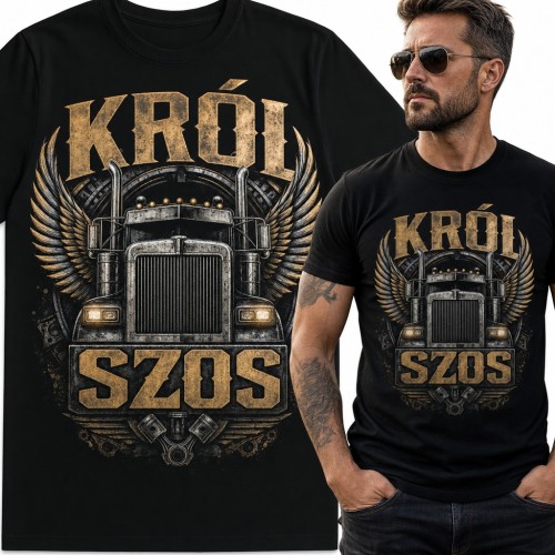 Koszulka męska „Król szos” - ciężarówka ze skrzydłami dla kierowcy TIR-a