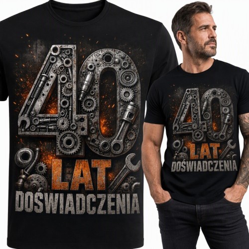Koszulka męska na 40 urodziny „40 lat doświadczenia” - dla mechanika