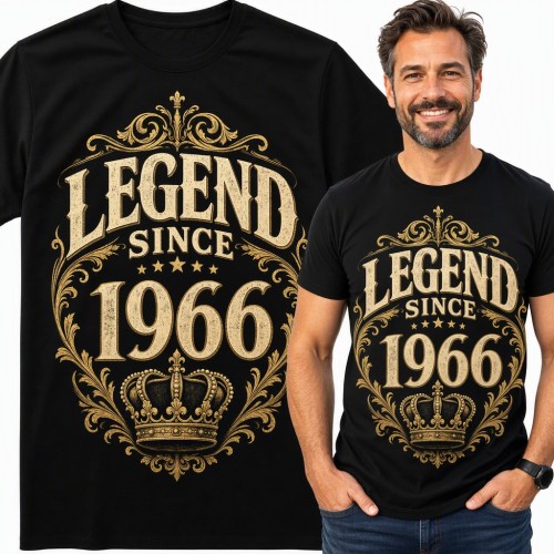 Koszulka męska na 60 urodziny „Legend Since 1966” z koroną