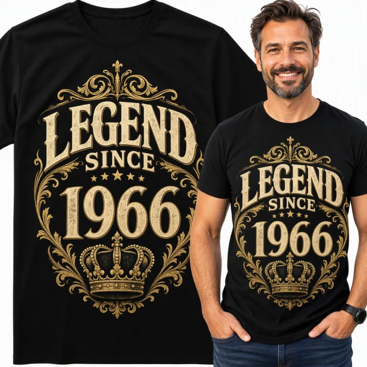 Koszulka męska na 60 urodziny „Legend Since 1966” z koroną