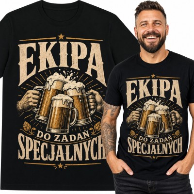 Koszulka męska „Ekipa do zadań specjalnych” - kufle piwa dla piwosza