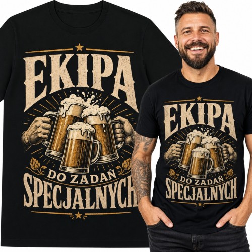Koszulka męska „Ekipa do zadań specjalnych” - kufle piwa dla piwosza