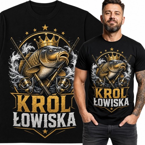 Koszulka męska „Król łowiska” - karp w koronie dla wędkarza
