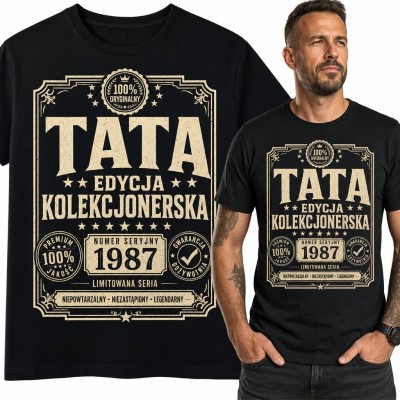 Koszulka męska „Tata edycja kolekcjonerska” na 39 urodziny - rocznik 1987