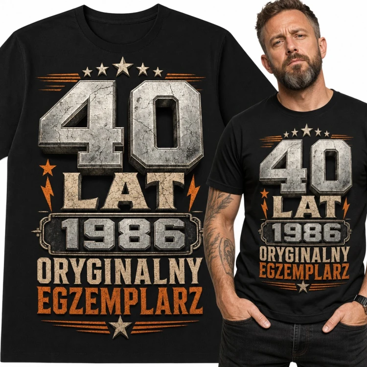 Koszulka męska na 40 urodziny „40 lat 1986 oryginalny egzemplarz”