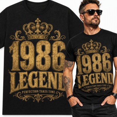 Koszulka męska „1986 Legend” na 40 urodziny ze złotą koroną