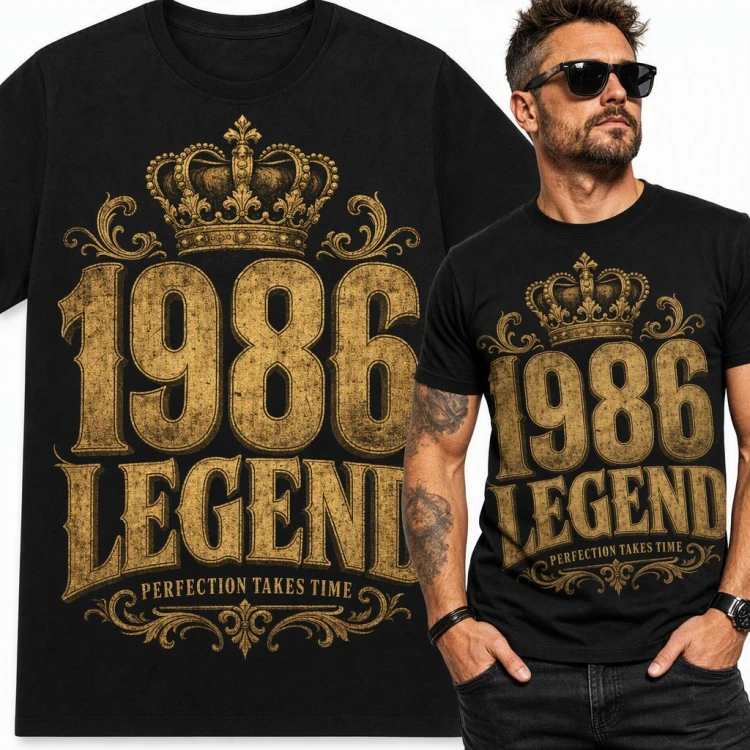 Koszulka męska „1986 Legend” na 40 urodziny ze złotą koroną