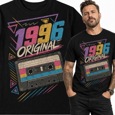 Koszulka męska „1996 Original” na 30 urodziny - kaseta retro