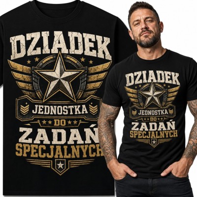 Koszulka męska „Dziadek jednostka do zadań specjalnych” - wojskowy emblemat z gwiazdą