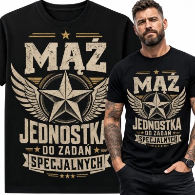 Koszulka męska „Mąż jednostka do zadań specjalnych” - wojskowa odznaka z gwiazdą