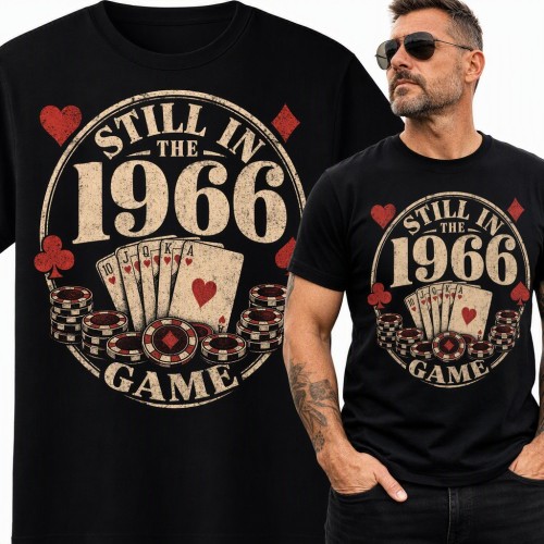 Koszulka męska na 60 urodziny „Still in the 1966 game” - poker dla pokerzysty