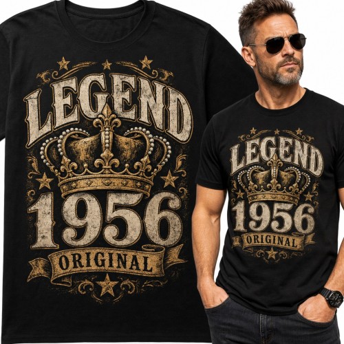 Koszulka męska na 70 urodziny „Legend 1956 Original” z koroną