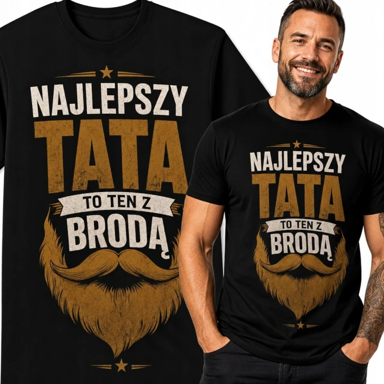 Koszulka męska „Najlepszy tata to ten z brodą” - dla brodatego ojca