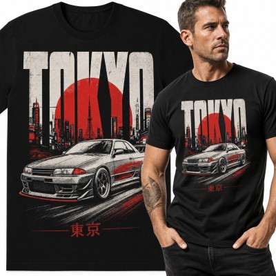 Koszulka męska „Tokyo” - auto JDM i czerwone słońce Japonii