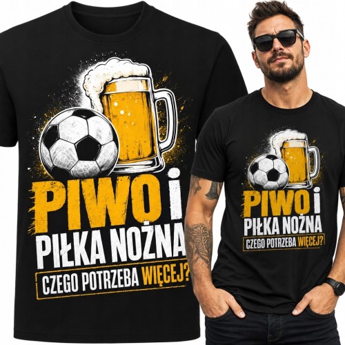 Koszulka męska dla kibica „Piwo i piłka nożna” - kufel piwa i futbol