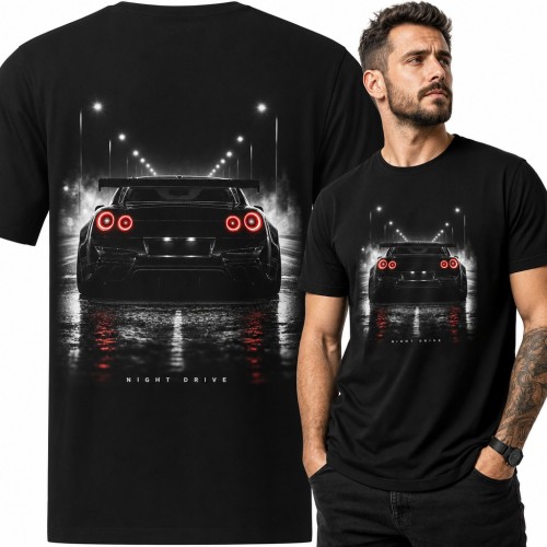 Koszulka męska „Night Drive” - sportowe auto nocą dla fana motoryzacji