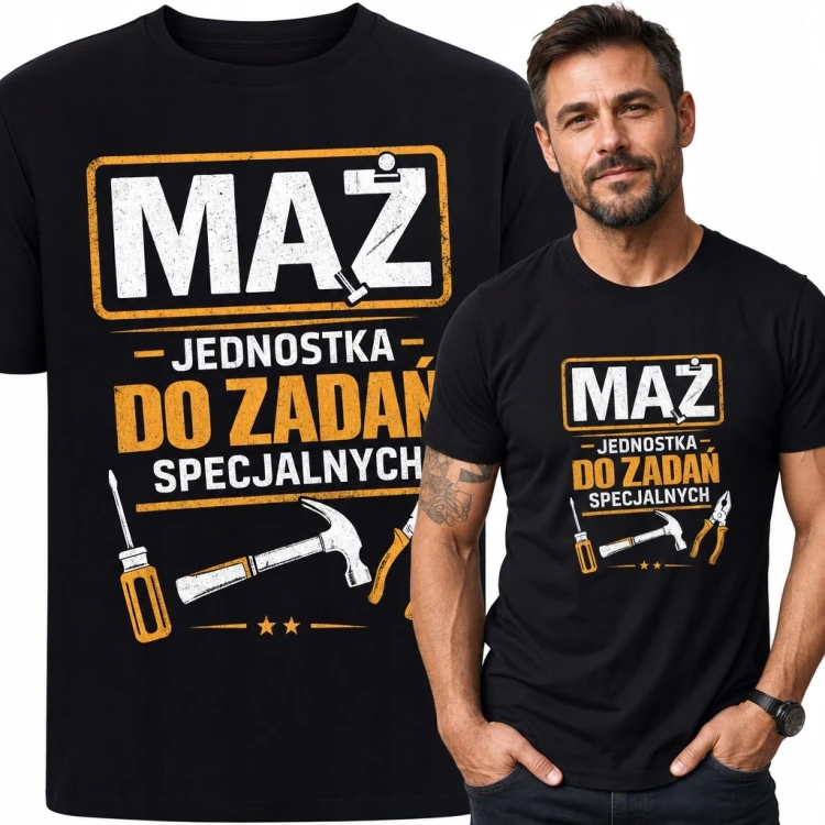 Koszulka męska dla majsterkowicza „Mąż - jednostka do zadań specjalnych”