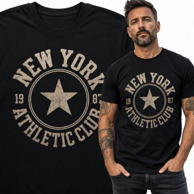Koszulka męska „New York Athletic Club” - college'owy emblemat z gwiazdą 1987