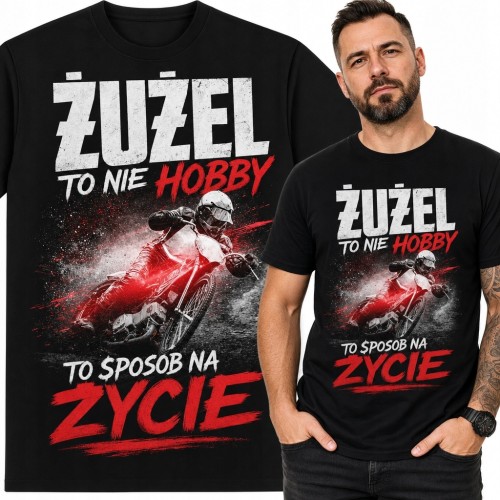 Koszulka męska dla fana żużla „Żużel to nie hobby, to sposób na życie” - żużlowiec na torze