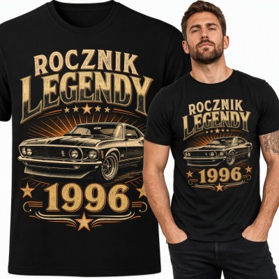 Koszulka męska „Rocznik legendy 1996” z muscle carem na 30 urodziny