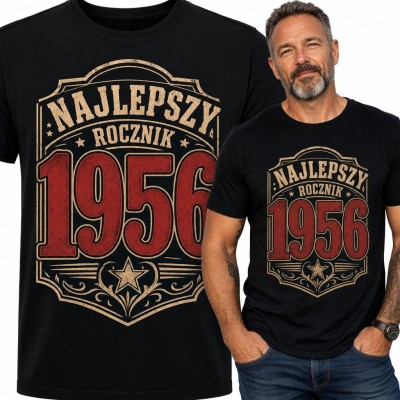 Koszulka męska na 70 urodziny - „Najlepszy rocznik 1956” w stylu vintage